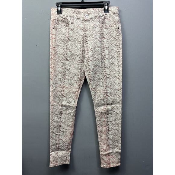AG Adriano Goldschmied Women’s Jeans 29R The Farrah Skinny Ankle Tan Snake Print - Picture 1 of 7
